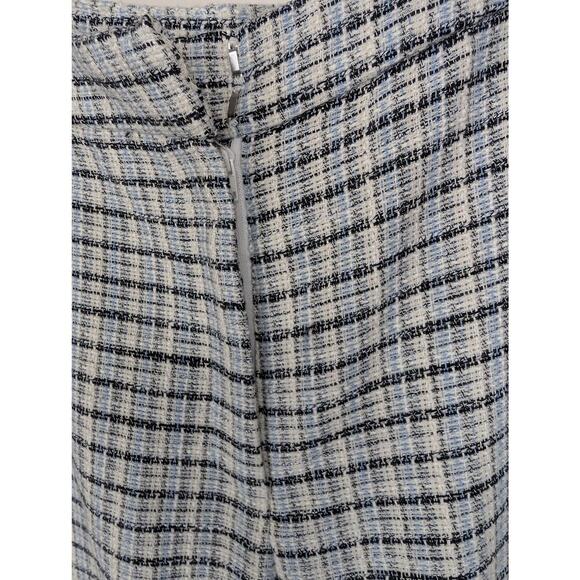 Bcbgeneration Large Pants Tweed Woven Blue Cream Crop High Rise Silver Buttons - Picture 4 of 9